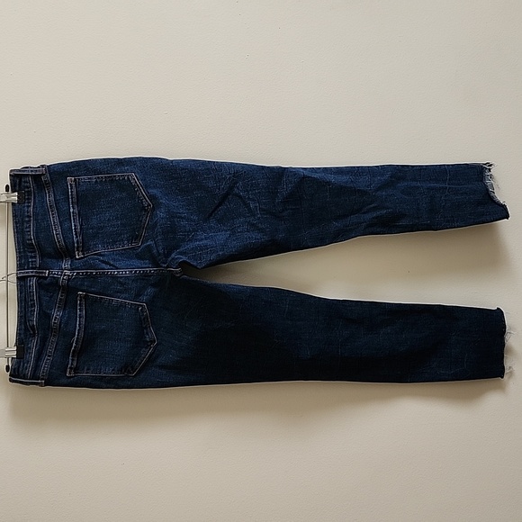 Old Navy Super Skinny High Rise Dark Blue Distressed Ankle Jeans Womens 10 - Picture 4 of 5